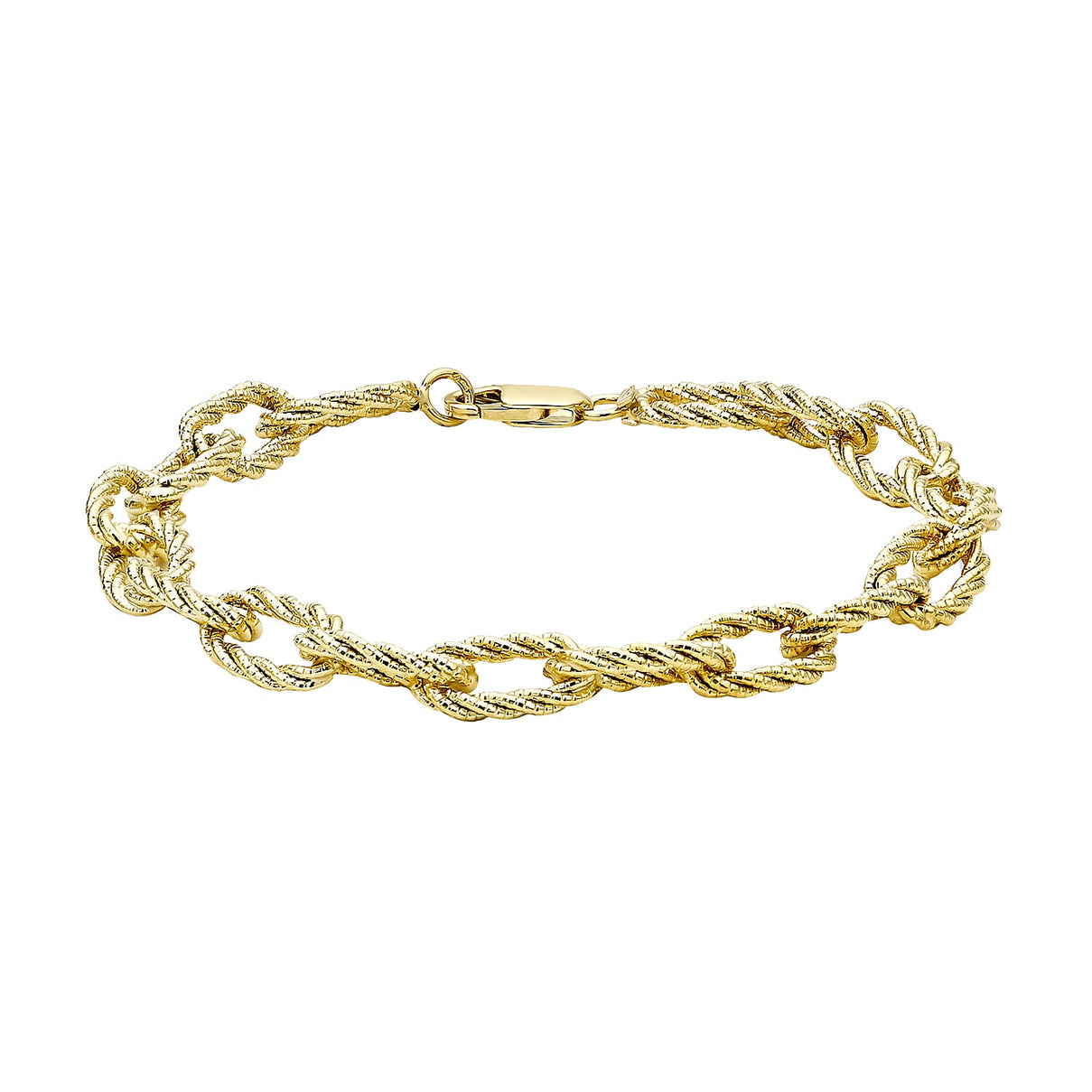 9K Yellow Gold Textured Oval Link Bracelet 7.5 Inch 4.5 grams 6093034 0