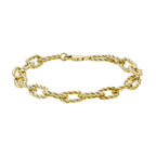 9K Yellow Gold Textured Oval Link Bracelet 7.5 Inch, 4.5 grams