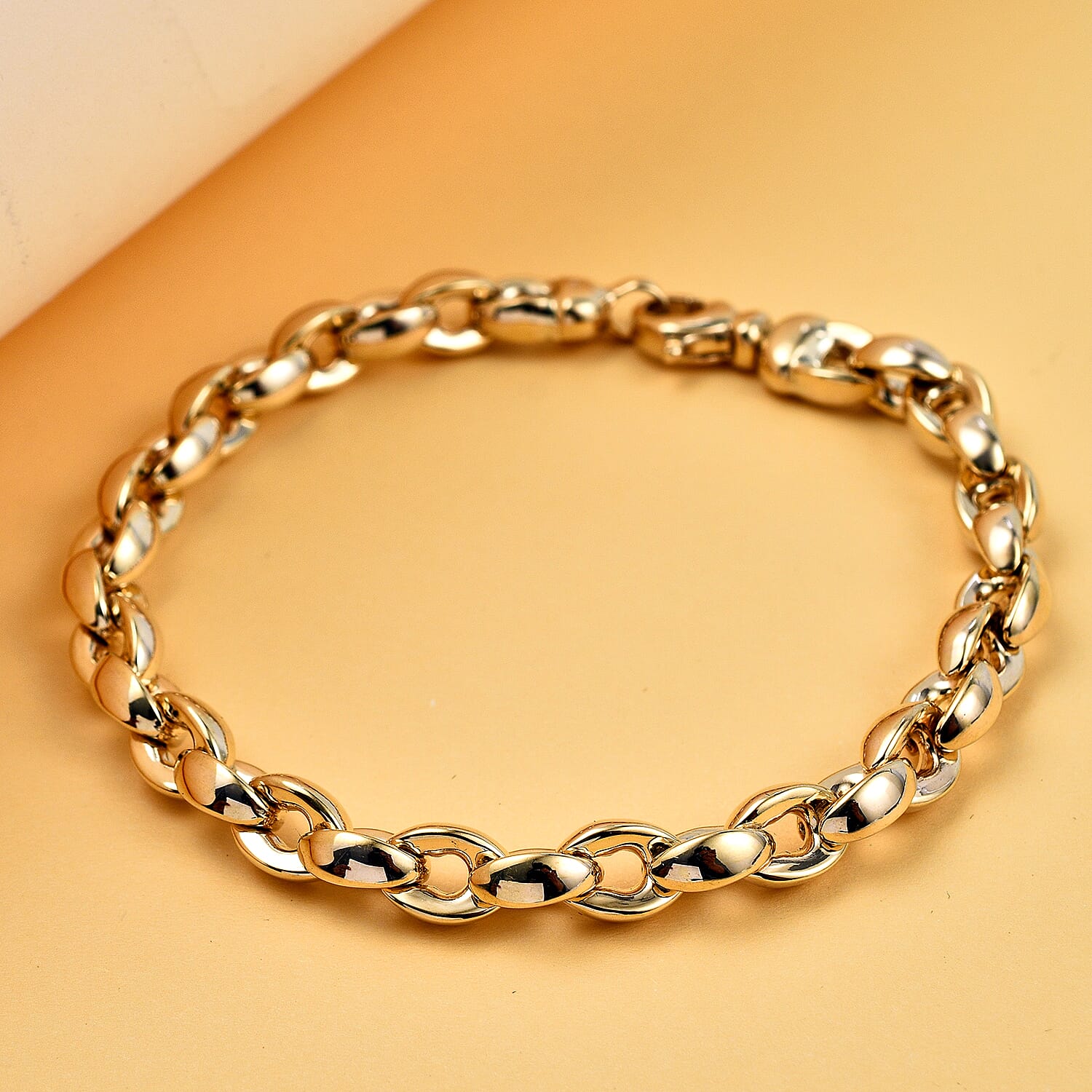 9K Yellow Gold Thick Oval Belcher Bracelet 8 Inch 7254649 1