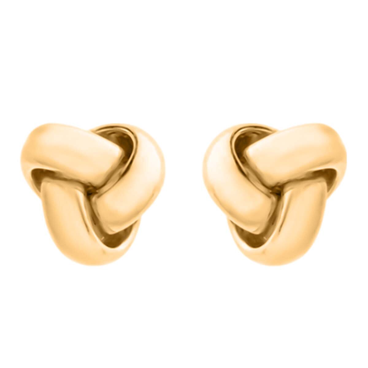 9K Yellow Gold Triple Knot Stud Push Back Earrings 8055239 0