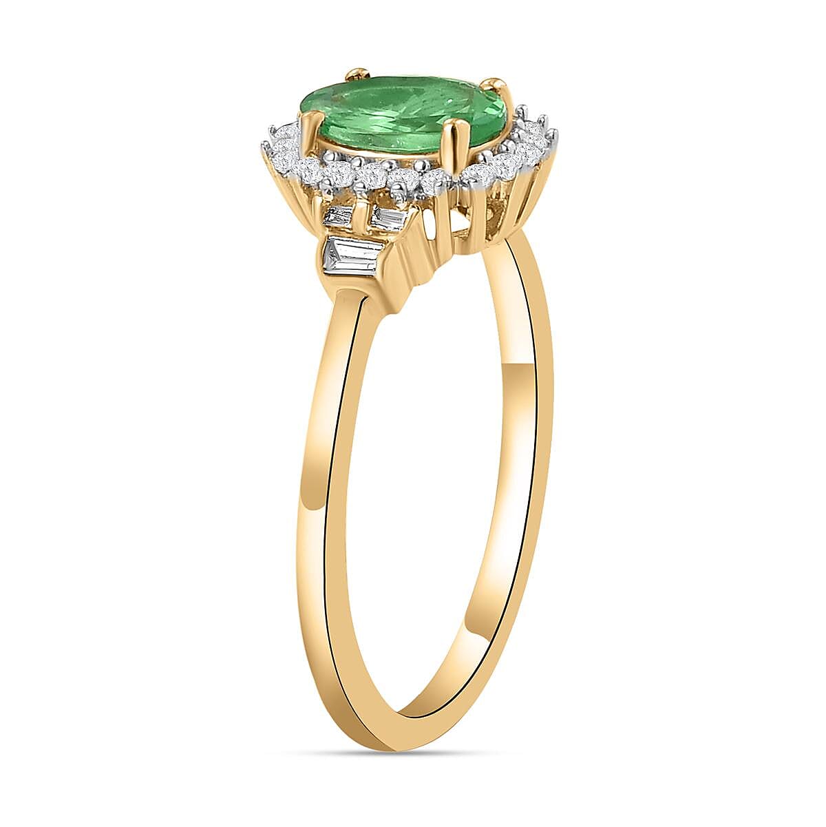 Tsavorite Garnet and Diamond Halo Ring in 9K Yellow Gold 8959639 4