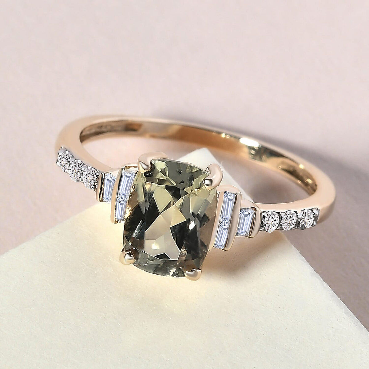9K Yellow Gold Turkizite and Natural Cambodian Zircon Ring 1.86 Ct. 7609041 2