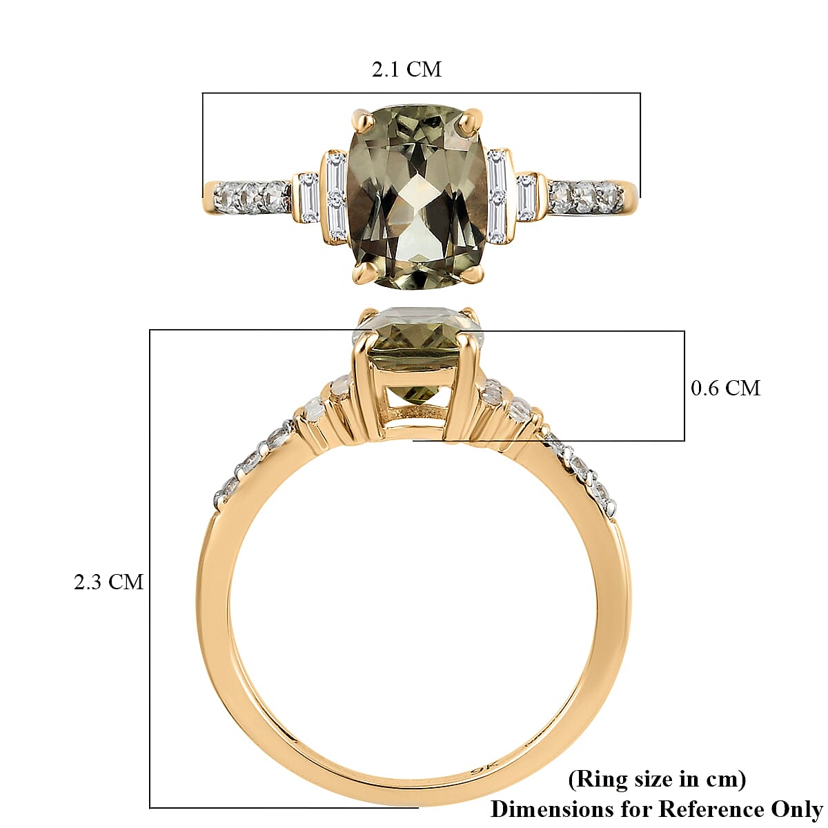 9K Yellow Gold Turkizite and Natural Cambodian Zircon Ring 1.86 Ct. 7609041 6