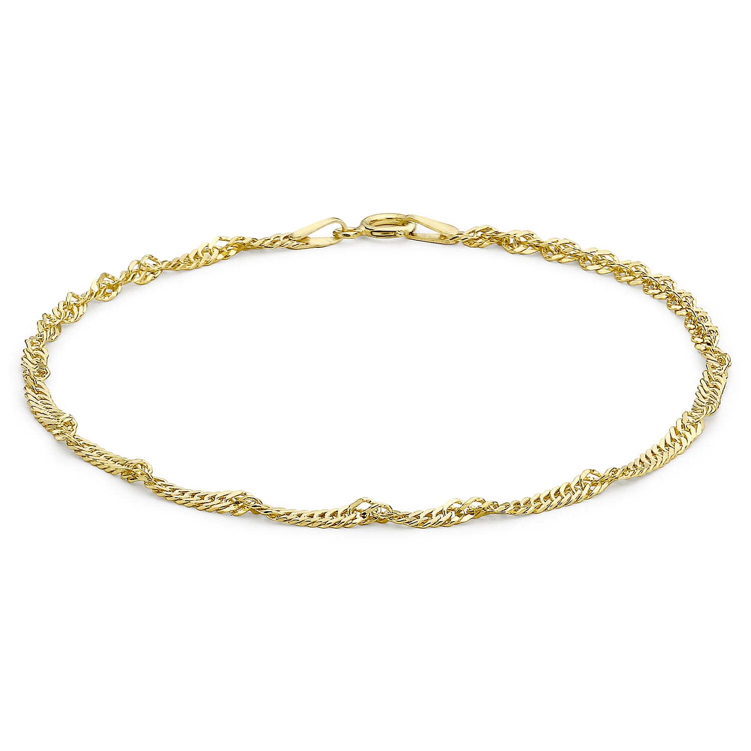 9K Yellow Gold Twist Curb Chain Anklet 10 Inch 7188952 0