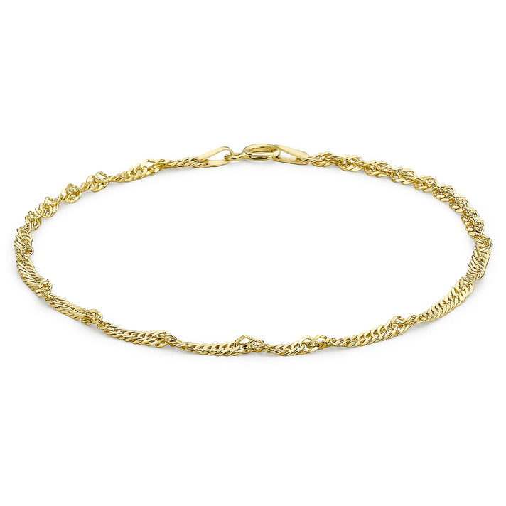 9K Yellow Gold Twist Curb Chain Anklet 10 Inch 7188952 1