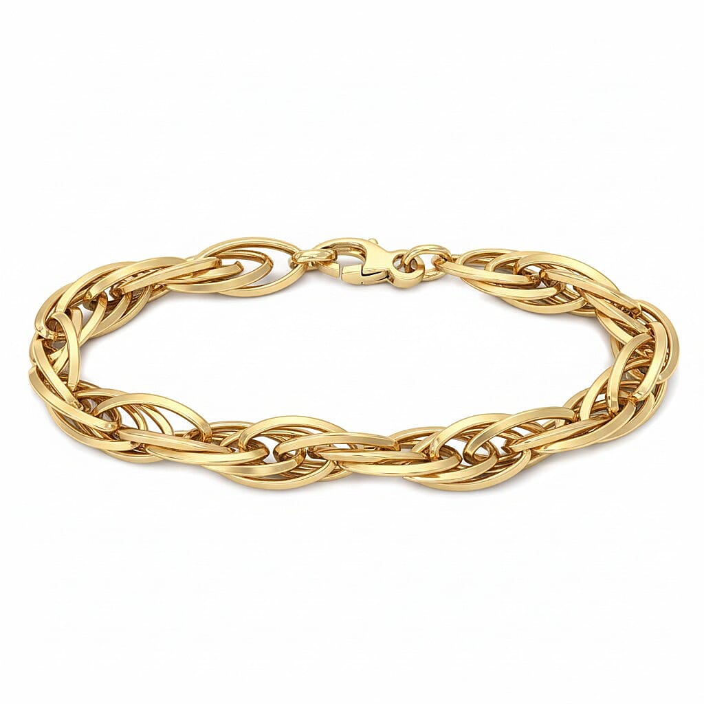 9K Yellow Gold Twisted Oval Link Bracelet 7.5 Inch 7193959 0