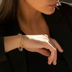 9K Yellow Gold Twisted Oval Link Bracelet 7.5 Inch