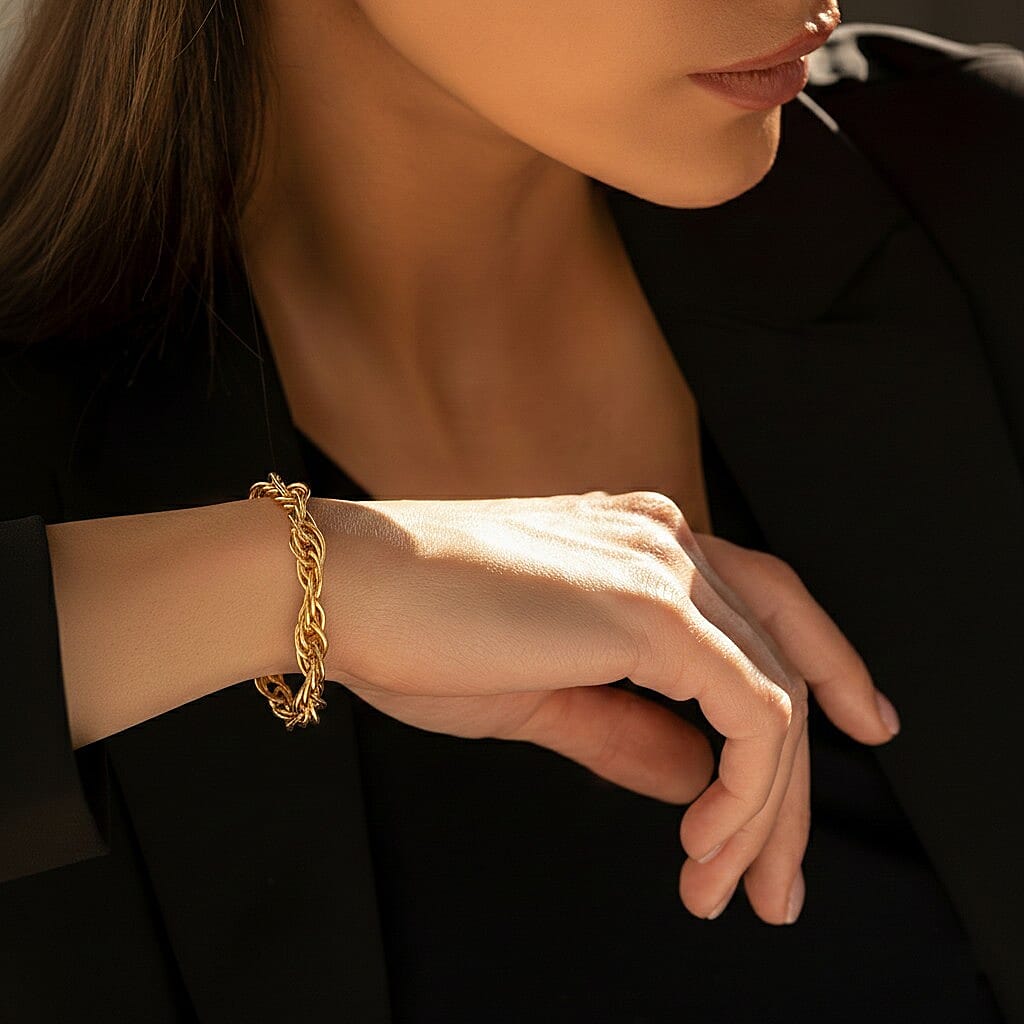 9K Yellow Gold Twisted Oval Link Bracelet 7.5 Inch 7193959 2