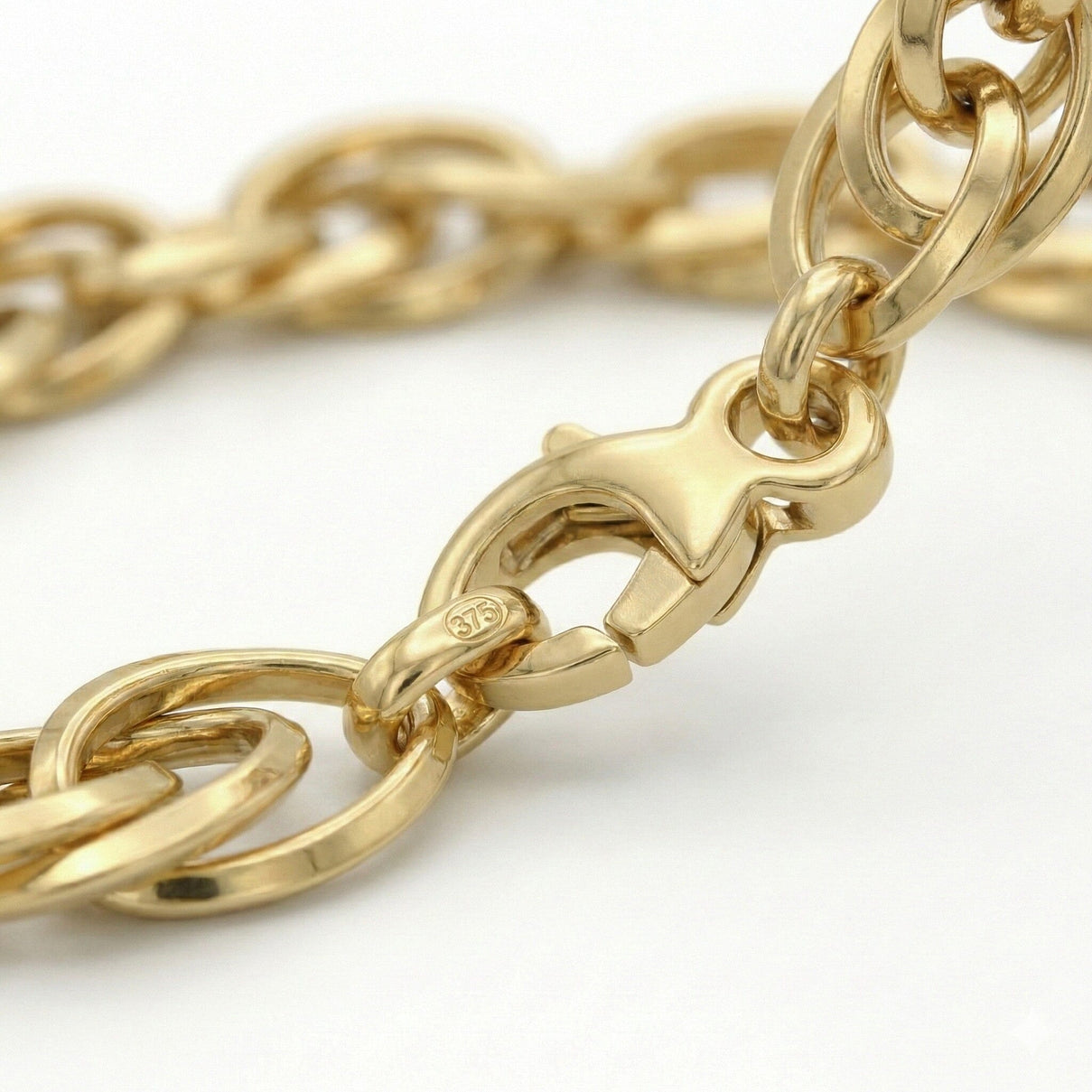 9K Yellow Gold Twisted Oval Link Bracelet 7.5 Inch 7193959 4