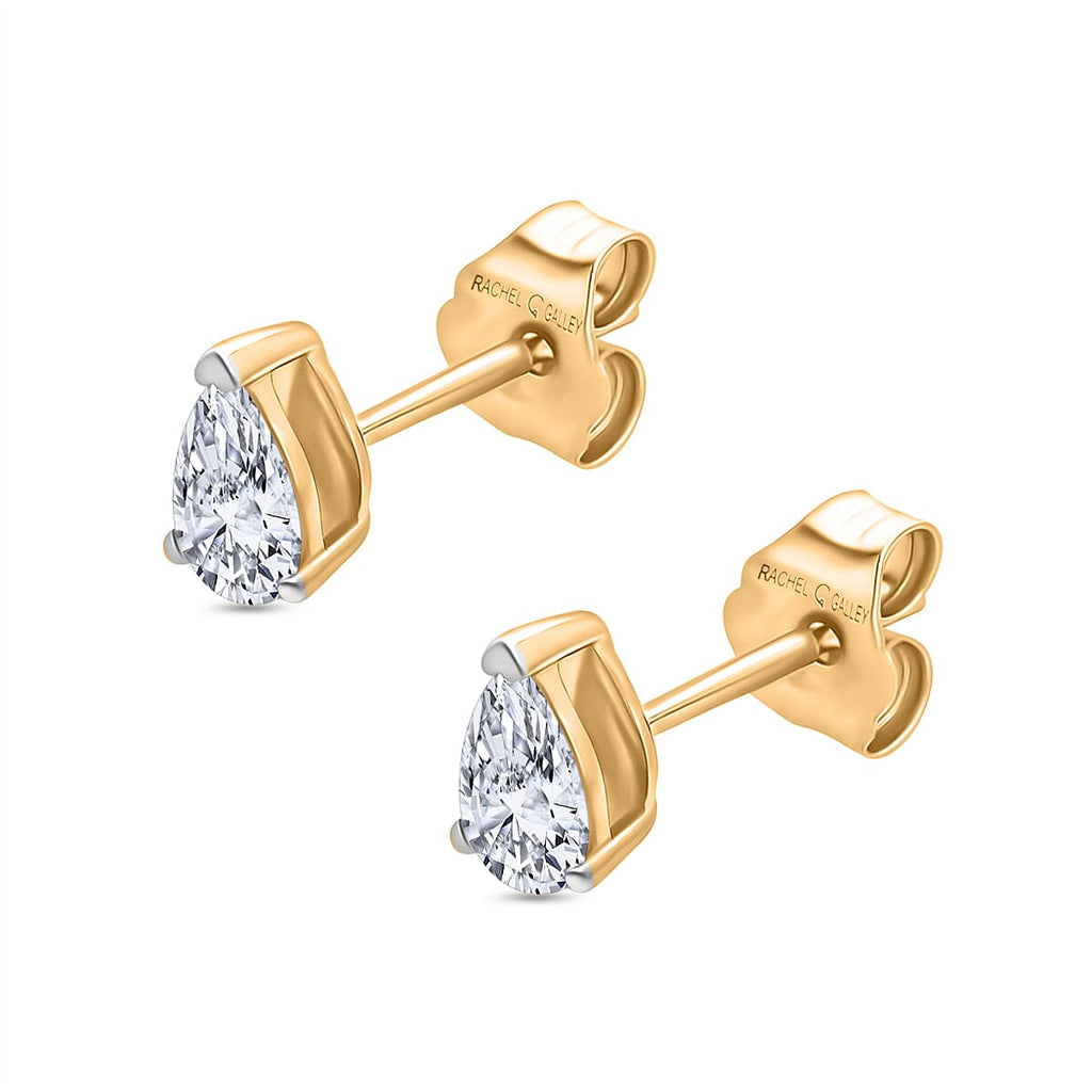 RACHEL GALLEY - 9K Yellow Gold SGL Certified (VS-EF) Lab Grown Diamond Pear Earring with Push Back