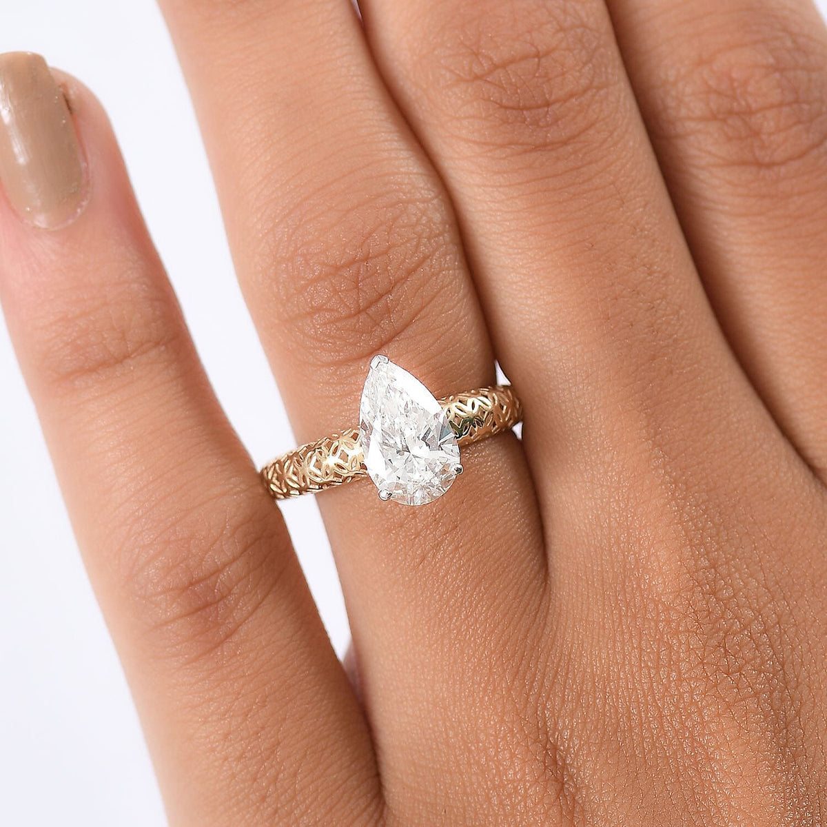 9K Yellow Gold IGI Certified Lab Grown Diamond (VS-EF) Solitaire Ring 2.00 Ct. V32649479 3