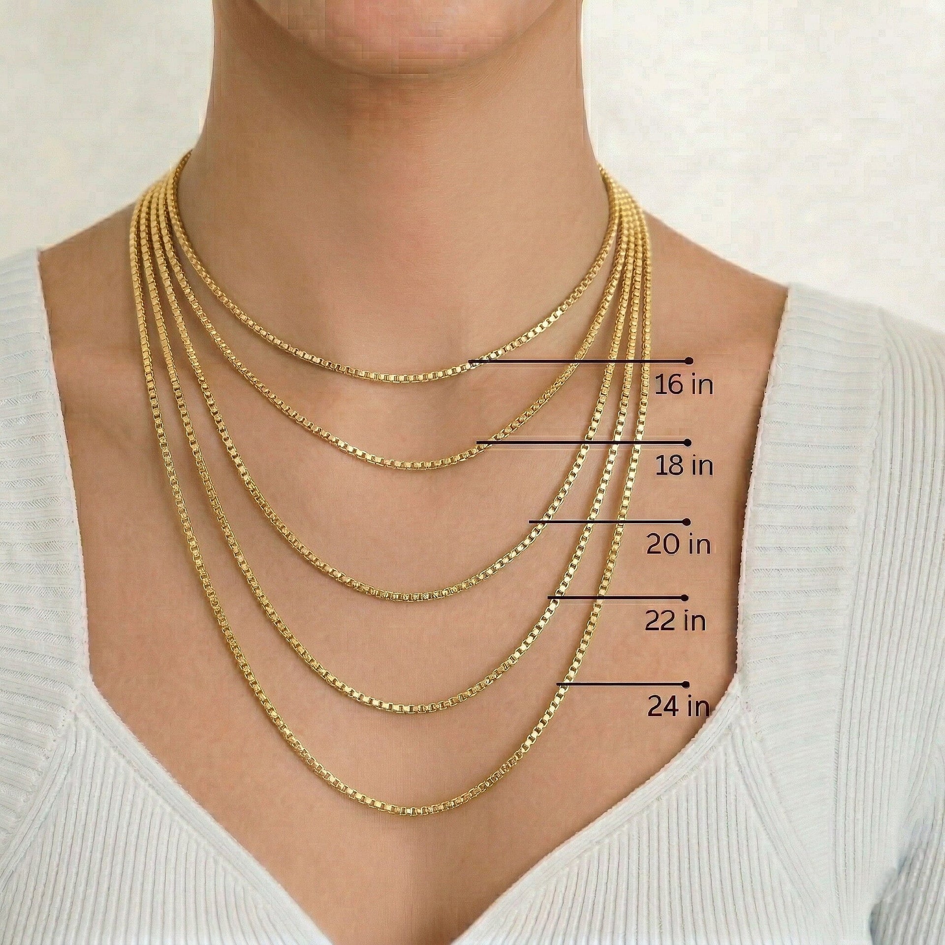 9K Yellow Gold Venetian Box Chain 16 Inch 7192239 6
