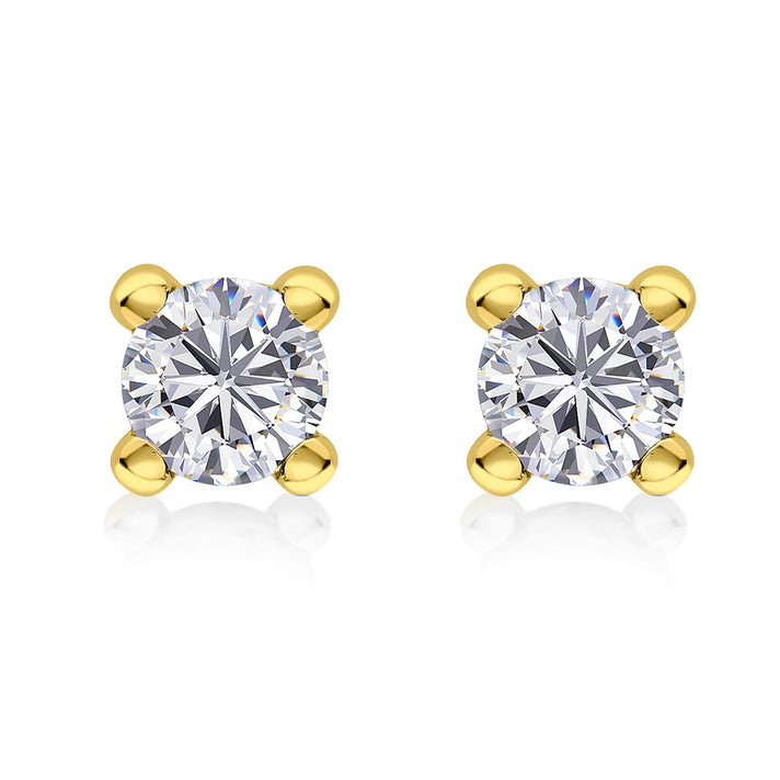 9K Yellow Gold Yellow Cubic Zirconia 4mm Solitaire Stud Earrings 7237316 1