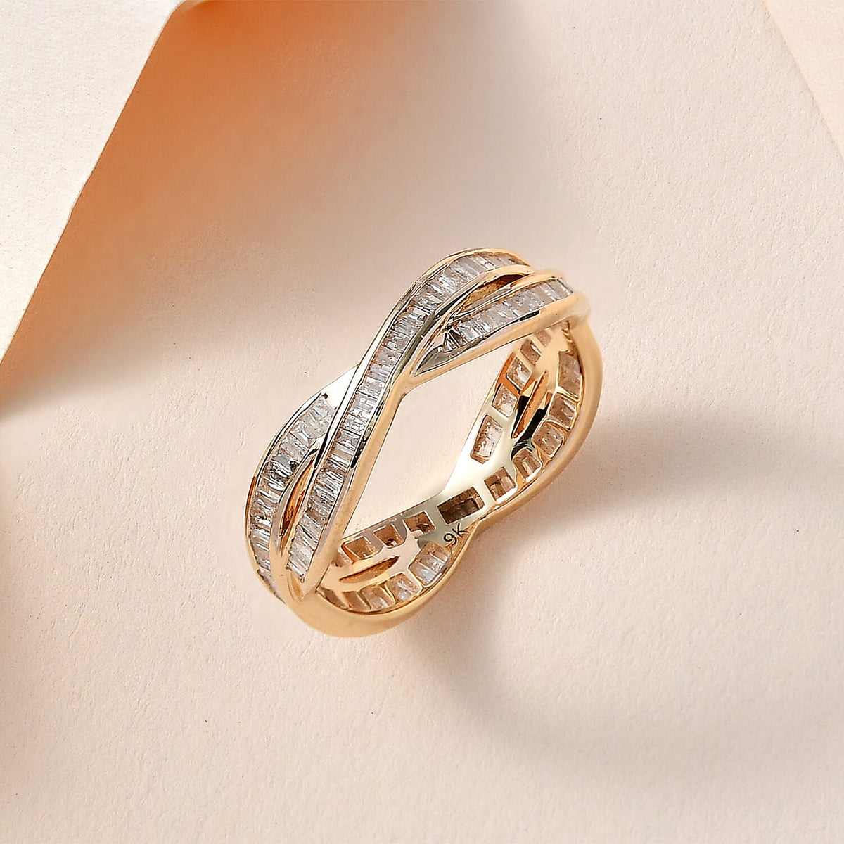 Close Out- 9K Yellow Gold White Diamond Wedding Band Ring 1.00 Ct 7660306 1