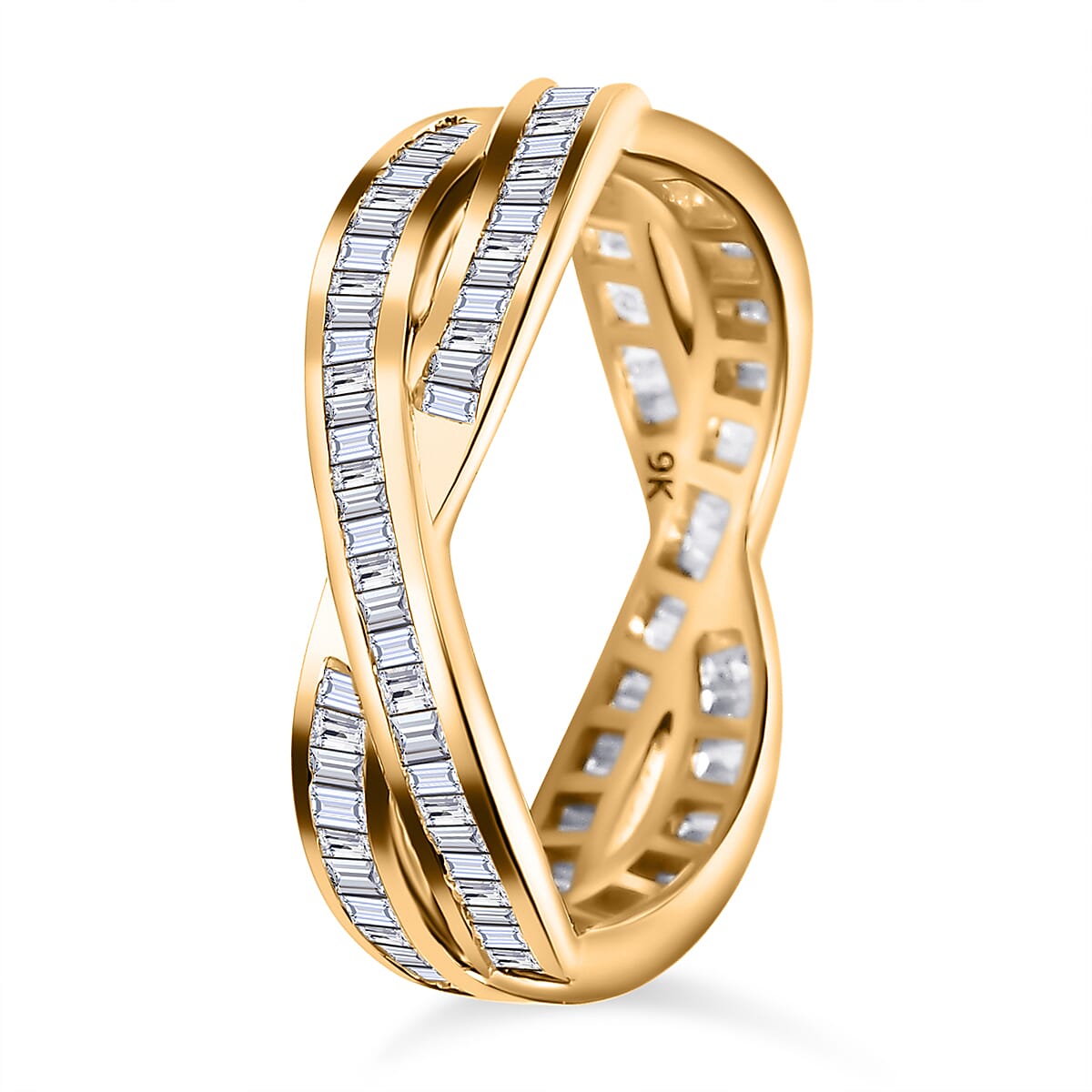 Close Out- 9K Yellow Gold White Diamond Wedding Band Ring 1.00 Ct 7660306 3