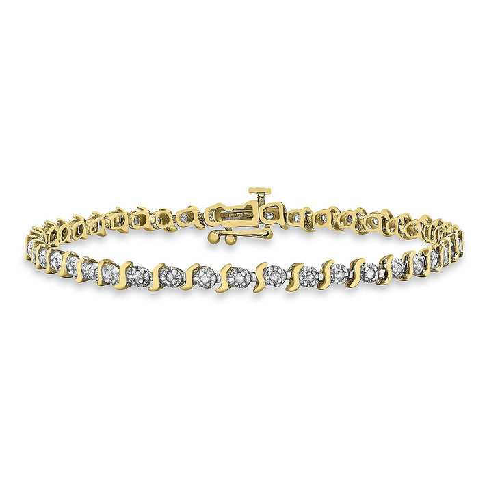 9K Yellow Gold 0.50 Ct Diamond Wave Link Bracelet 7.5 Inch 7327884 1