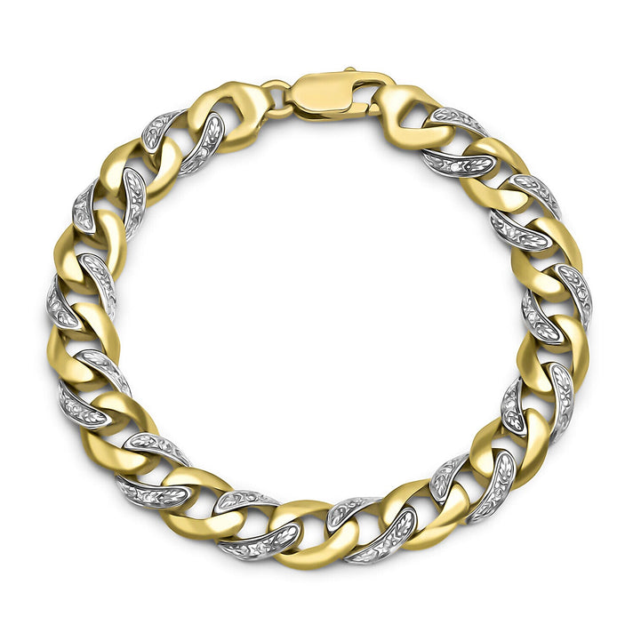 9K Yellow Gold 0.24 Ct Diamond Mens Curb Bracelet 8.25 Inch 7327958 1