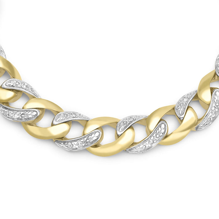 9K Yellow Gold 0.24 Ct Diamond Mens Curb Bracelet 8.25 Inch 7327958 2