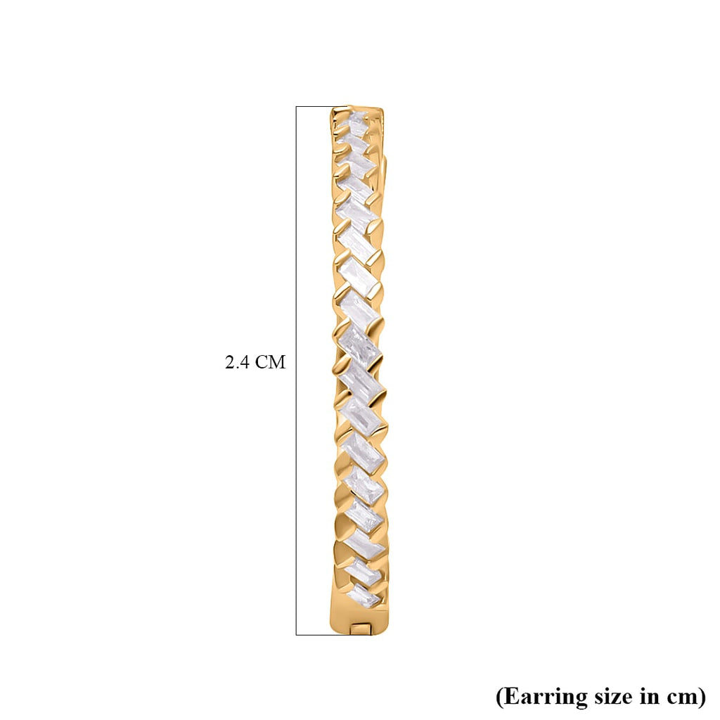 9K Yellow Gold White Diamond I3-G-H Hoop Earrings With Clasp