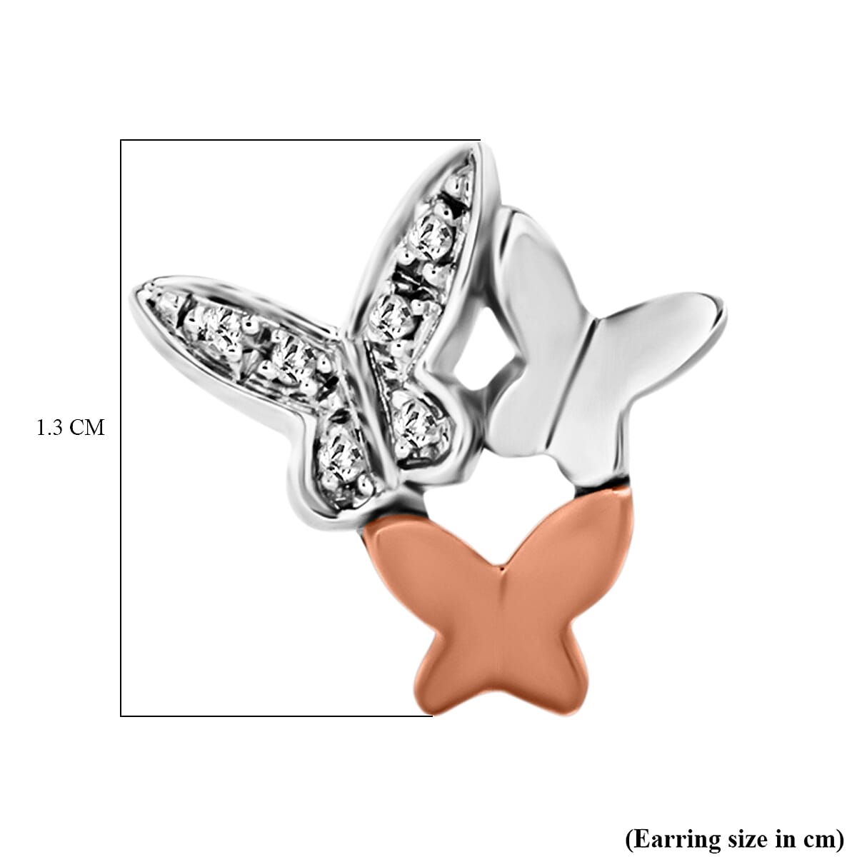 9K Two Colour Gold 0.05ct Diamond 13.5mm x 13mm Butterfly Cluster Stud Earrings 7341452 4