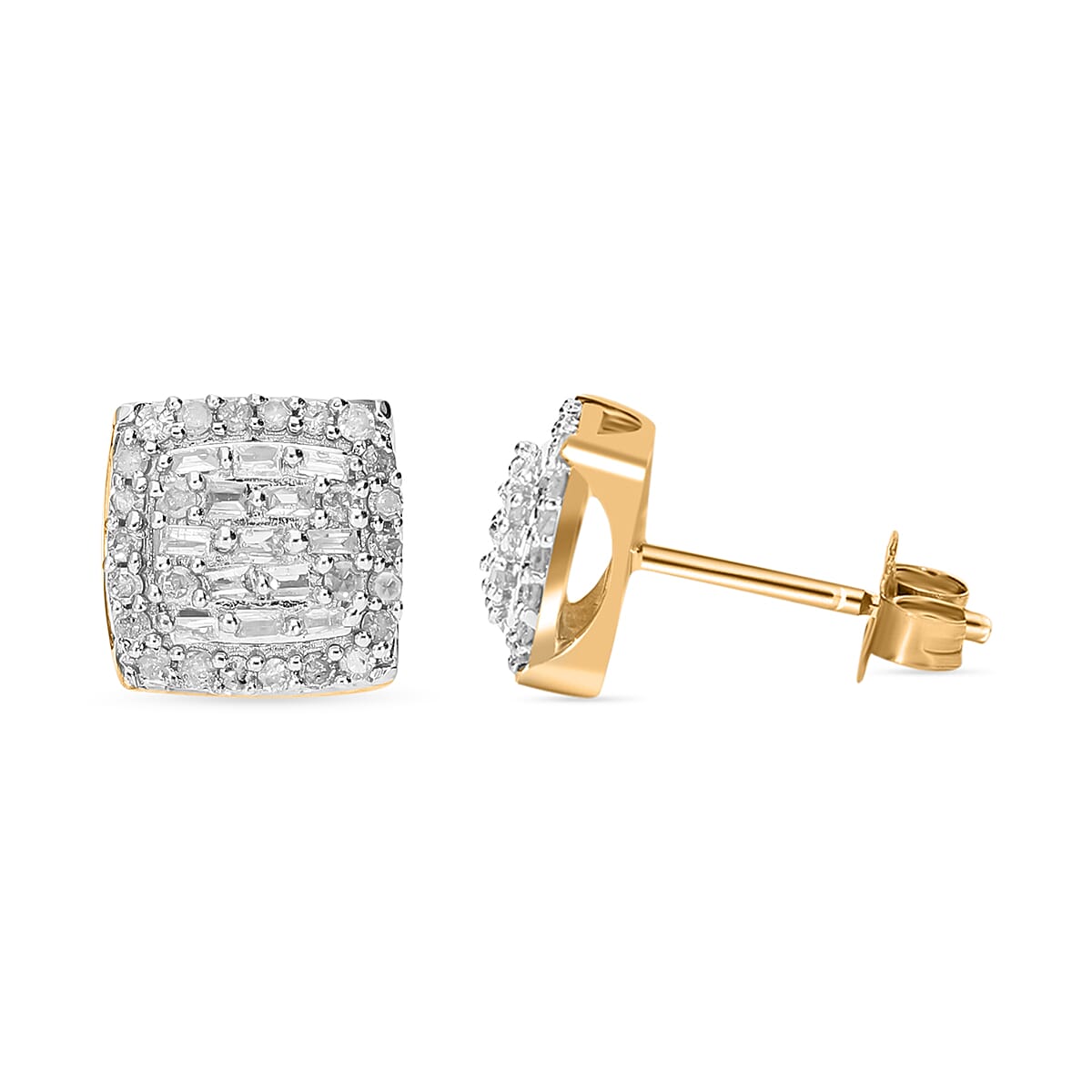 9K Yellow Gold   White Diamond  Earring 0.33 ct,  Gold Wt. 2.1 Gms  0.332  Ct. 7637703 0