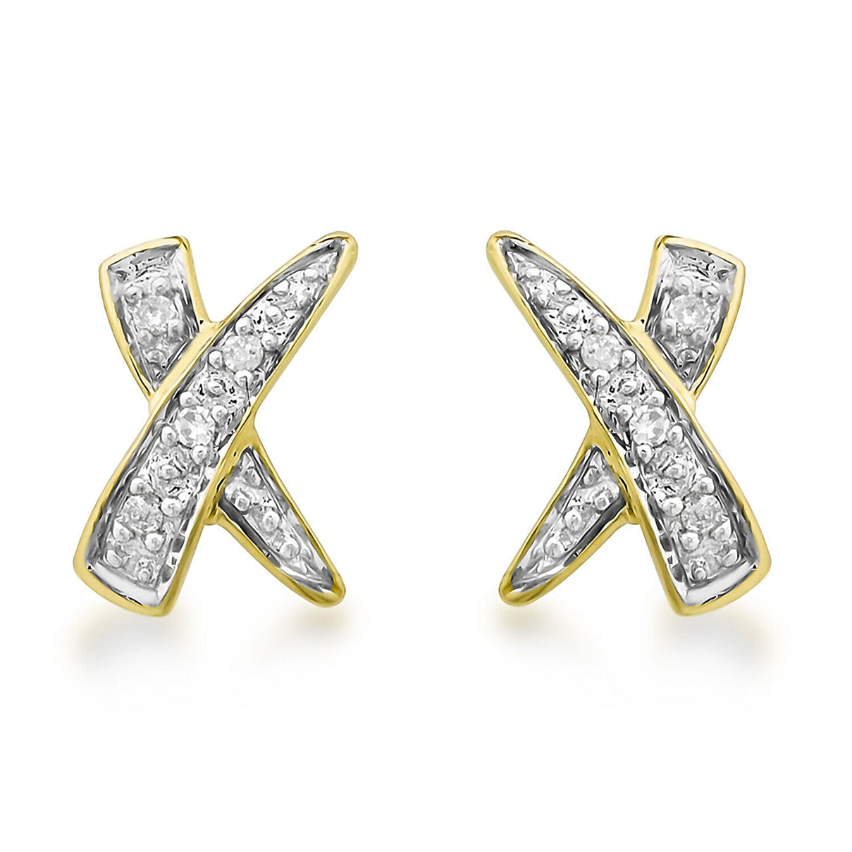 9K Yellow Gold Diamond 6mm x 10.5mm Kiss Stud Earrings 7327985 0