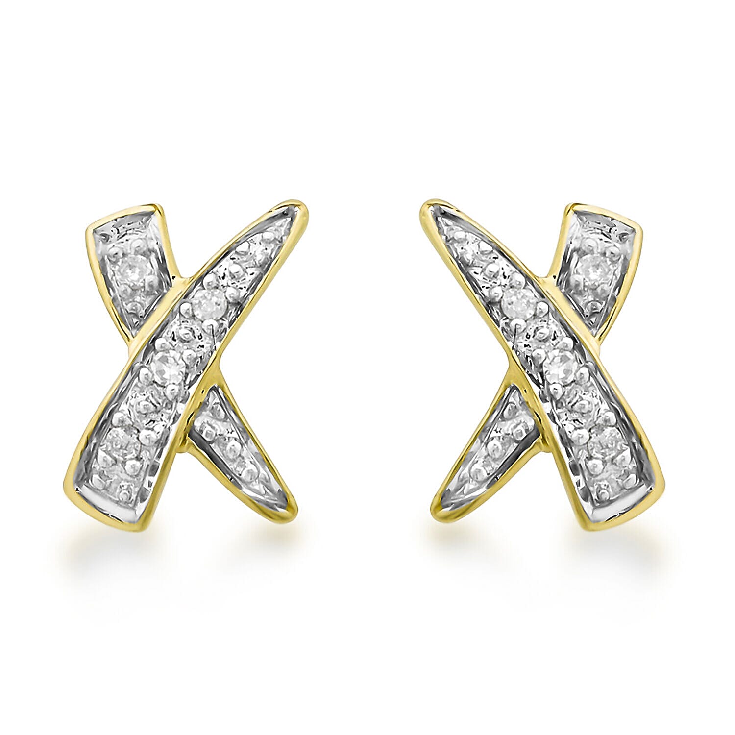9K Yellow Gold Diamond 6mm x 10.5mm Kiss Stud Earrings 7327985 0