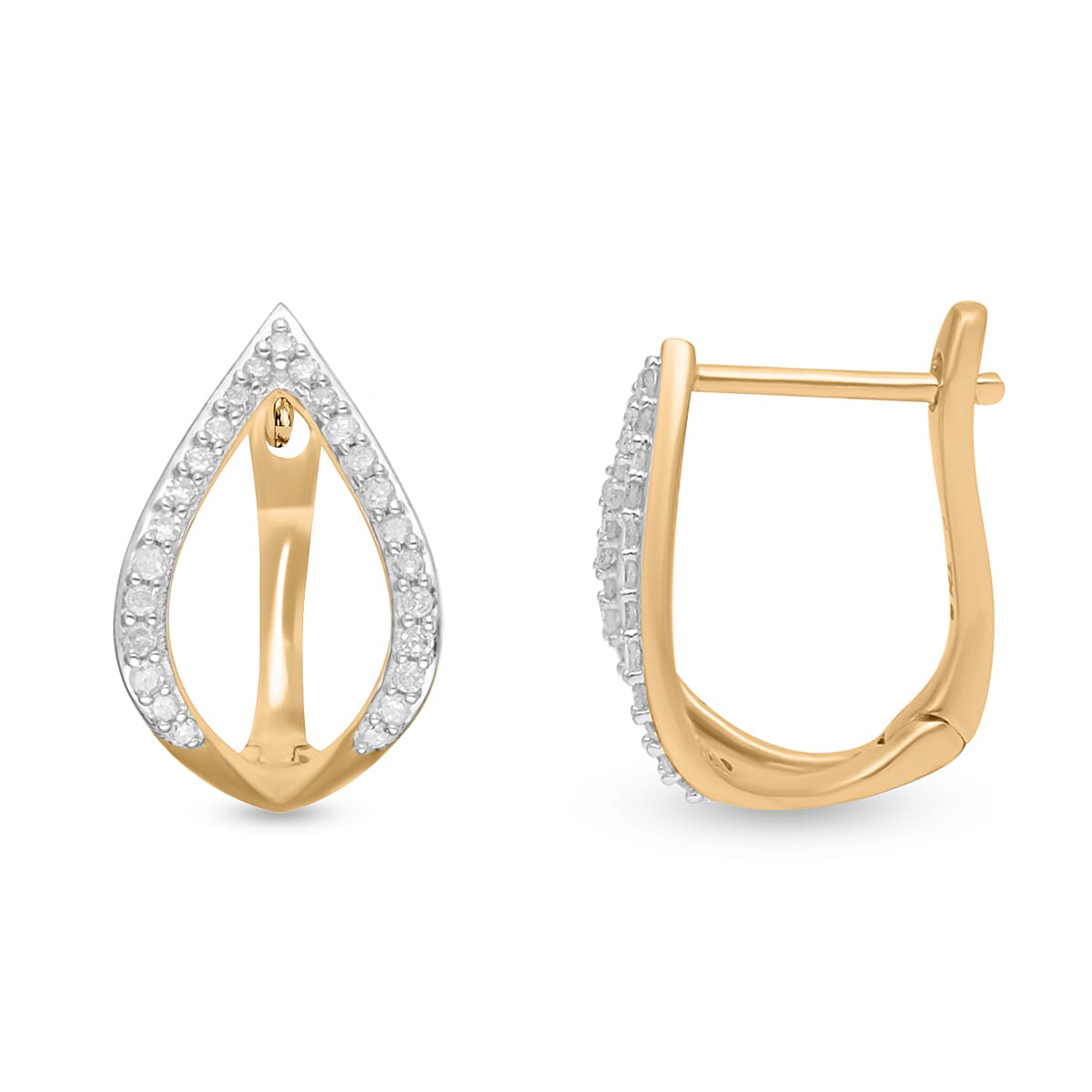 Designer  Inspired- 9K Yellow Gold Diamond Earrings 0.25 Ct. 7562412 0