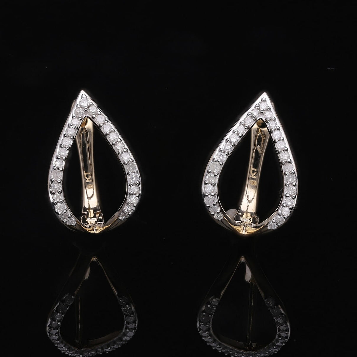 Designer  Inspired- 9K Yellow Gold Diamond Earrings 0.25 Ct. 7562412 1