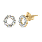 9K Yellow Gold White Diamond Circle Earring With Push Back