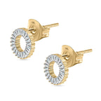 9K Yellow Gold White Diamond Circle Earring With Push Back