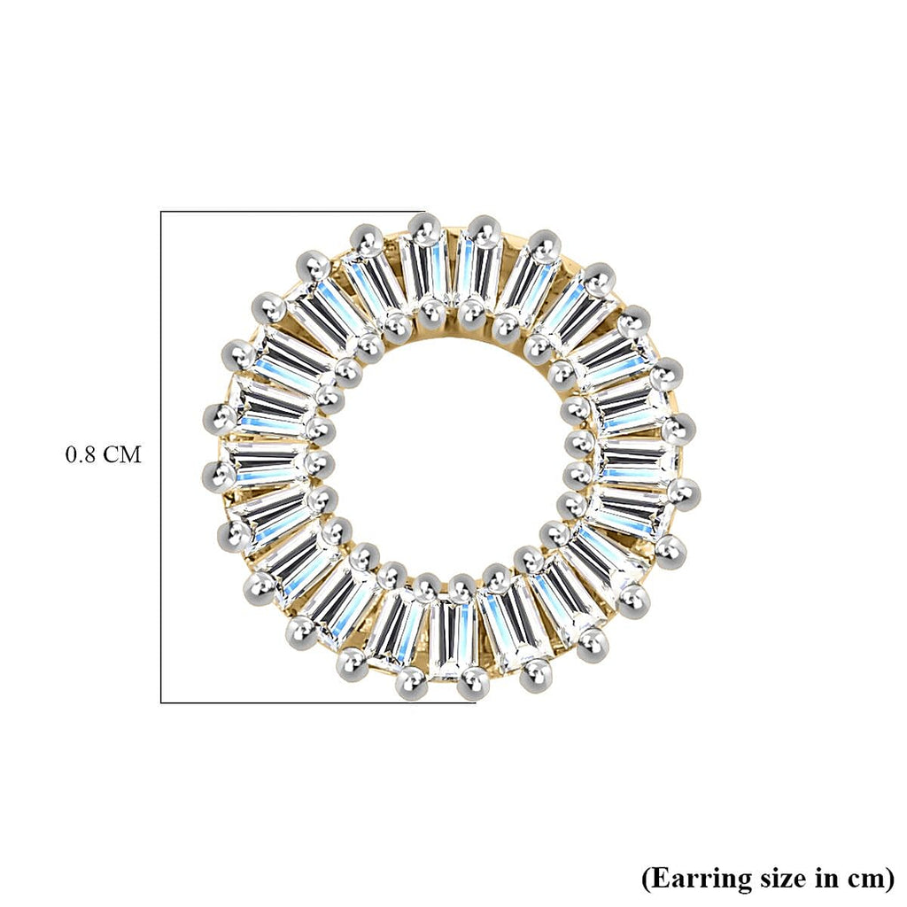9K Yellow Gold White Diamond Circle Earring With Push Back