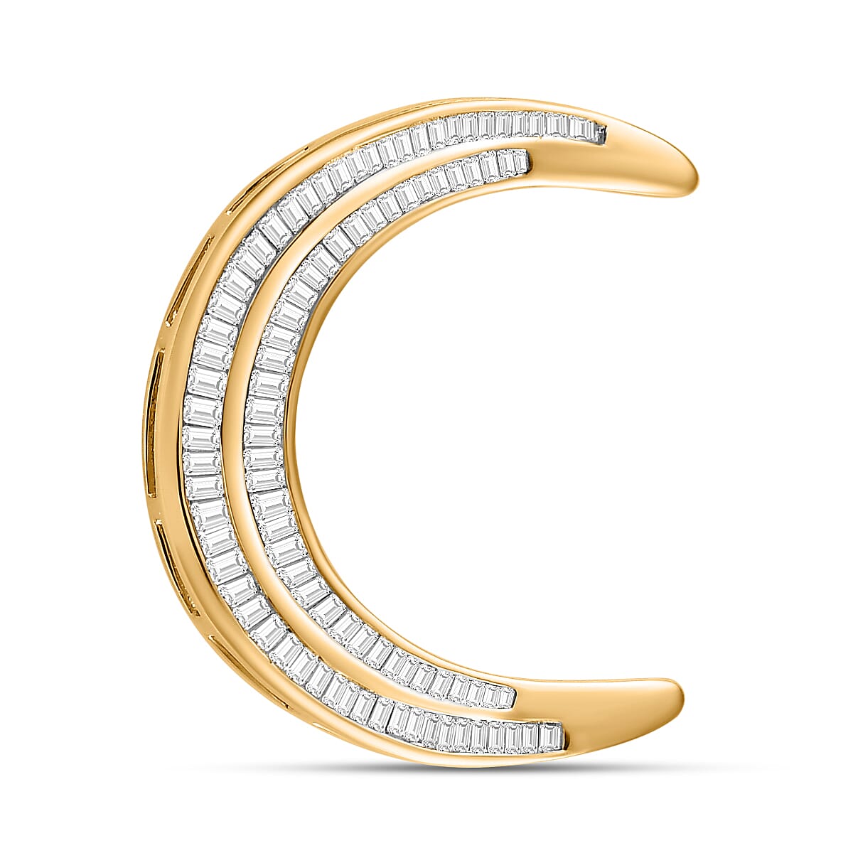 9K Yellow Gold White Diamond (G-H) Crescent Moon Pendant 1.00 Ct 7658536 0