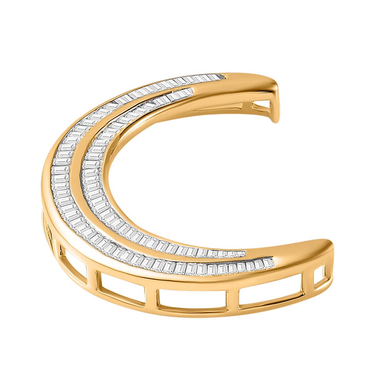 9K Yellow Gold White Diamond (G-H) Crescent Moon Pendant 1.00 Ct 7658536 4