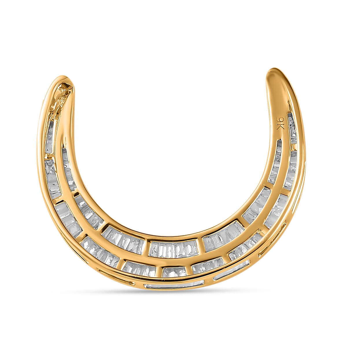 9K Yellow Gold White Diamond (G-H) Crescent Moon Pendant 1.00 Ct 7658536 5
