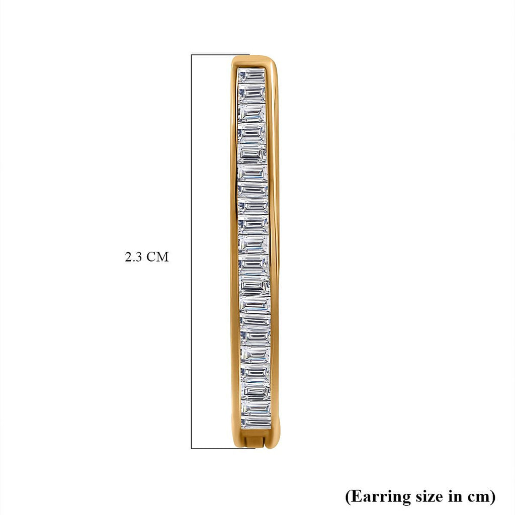 9K Yellow Gold Natural White Diamond Full Eternity Inside Out Earrings With Clasp 1.00 Ct.