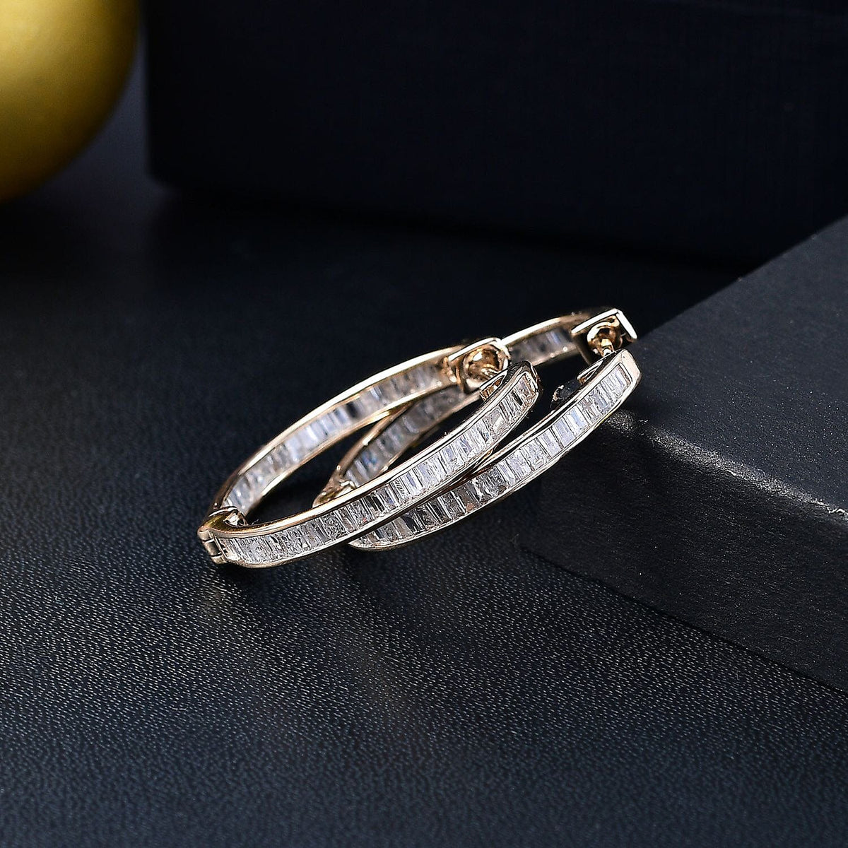 Natural White Diamond Full Eternity Inside Out Earrings With Clasp in 9K Yellow Gold 7979042 4