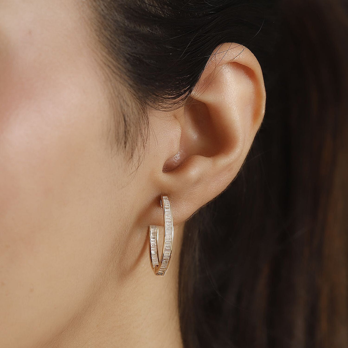 Natural White Diamond Full Eternity Inside Out Earrings With Clasp in 9K Yellow Gold 7979042 6
