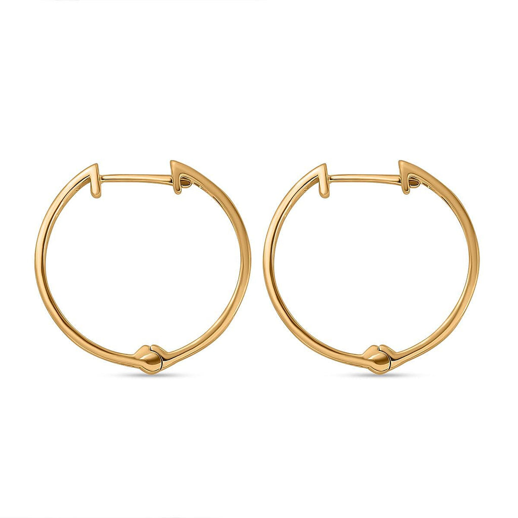 9K Yellow Gold Natural White Diamond Full Eternity Inside Out Earrings With Clasp 1.00 Ct.