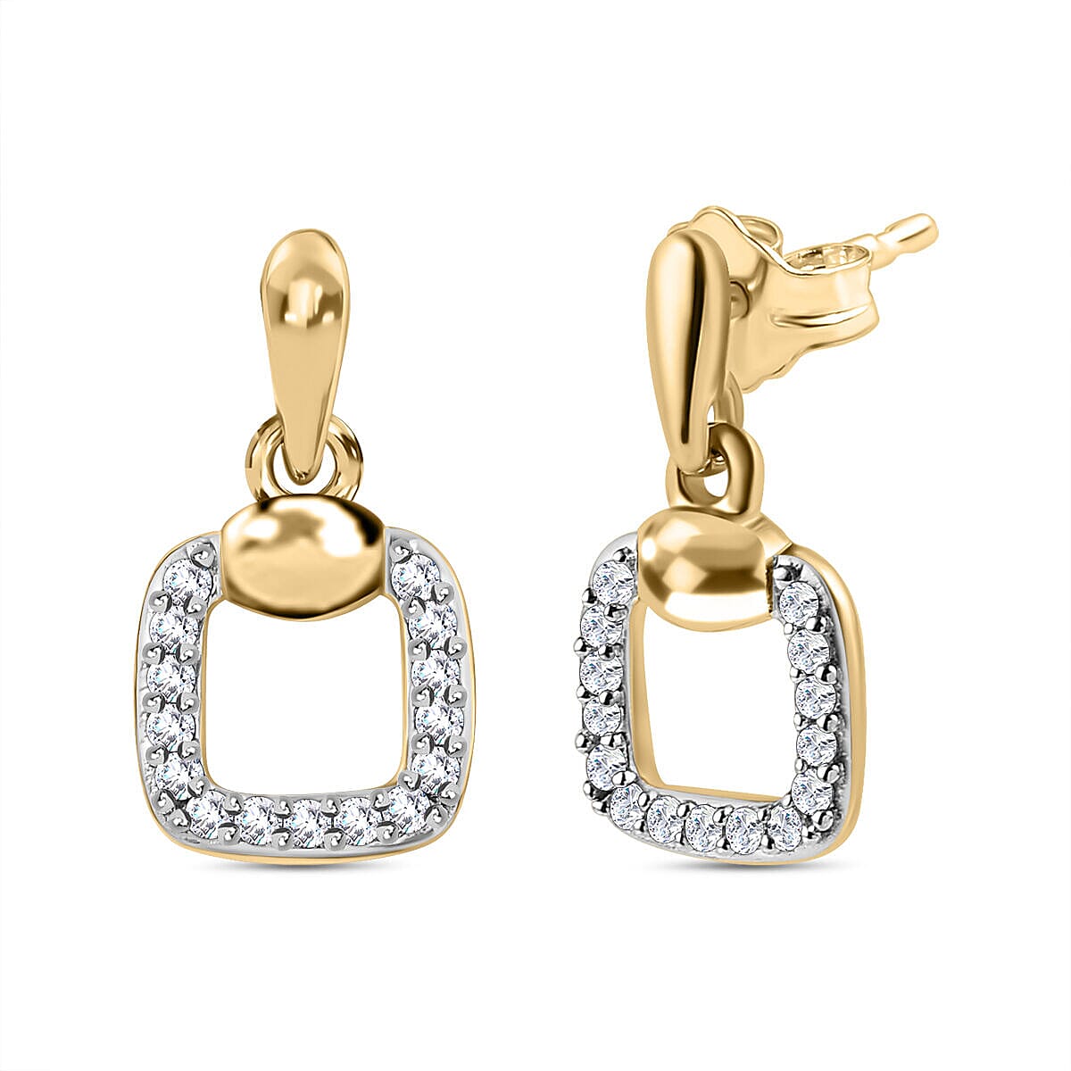 9K Yellow Gold SGL Certified Diamond (I3 - G-H) Stud Earrings (with Push Post) 0.15 Ct. 7371647 0