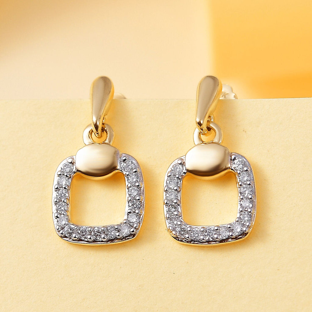 9K Yellow Gold SGL Certified Diamond (I3 - G-H) Stud Earrings (with Push Post) 0.15 Ct.