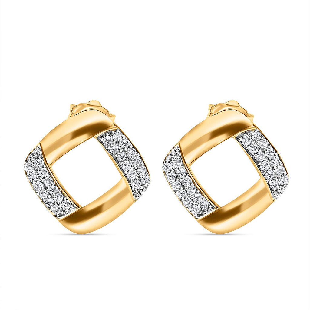 9K Yellow Gold SGL Certified Diamond (G-H) Stud Earrings 0.20 Ct