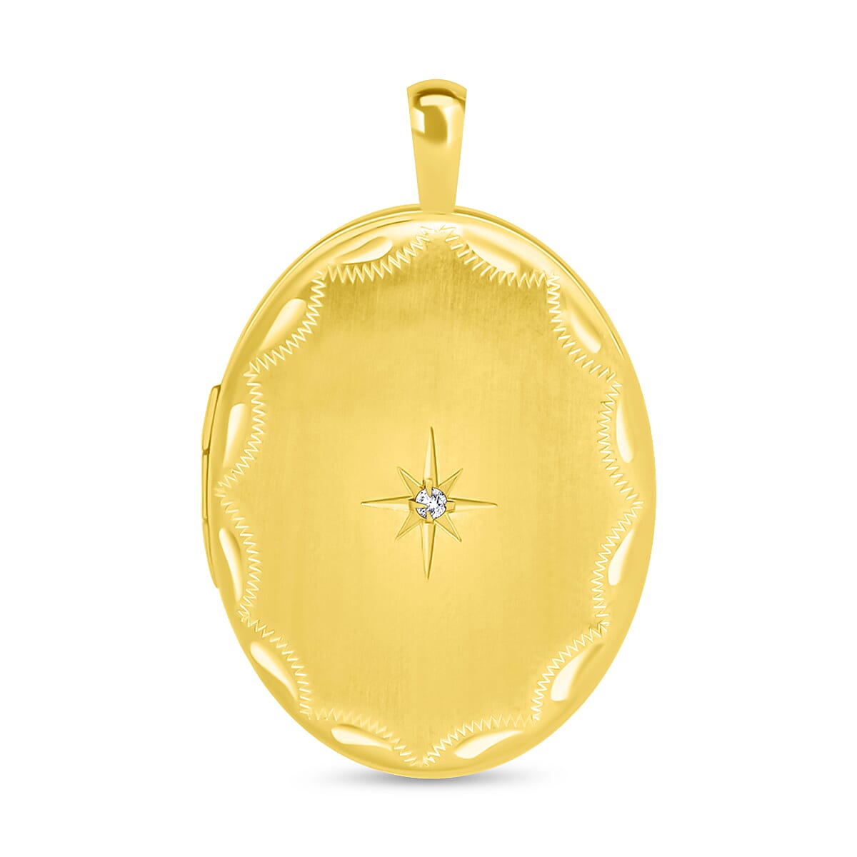 9K Yellow Gold Diamond Set 20mm x 32mm Etched Oval Locket 7343825 0