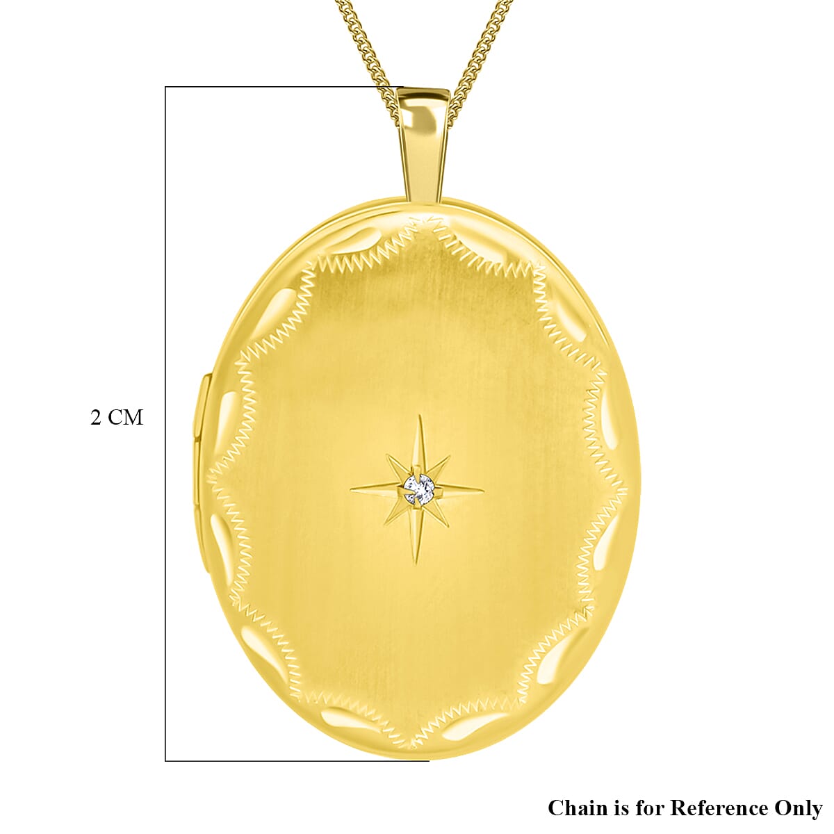9K Yellow Gold Diamond Set 20mm x 32mm Etched Oval Locket 7343825 3