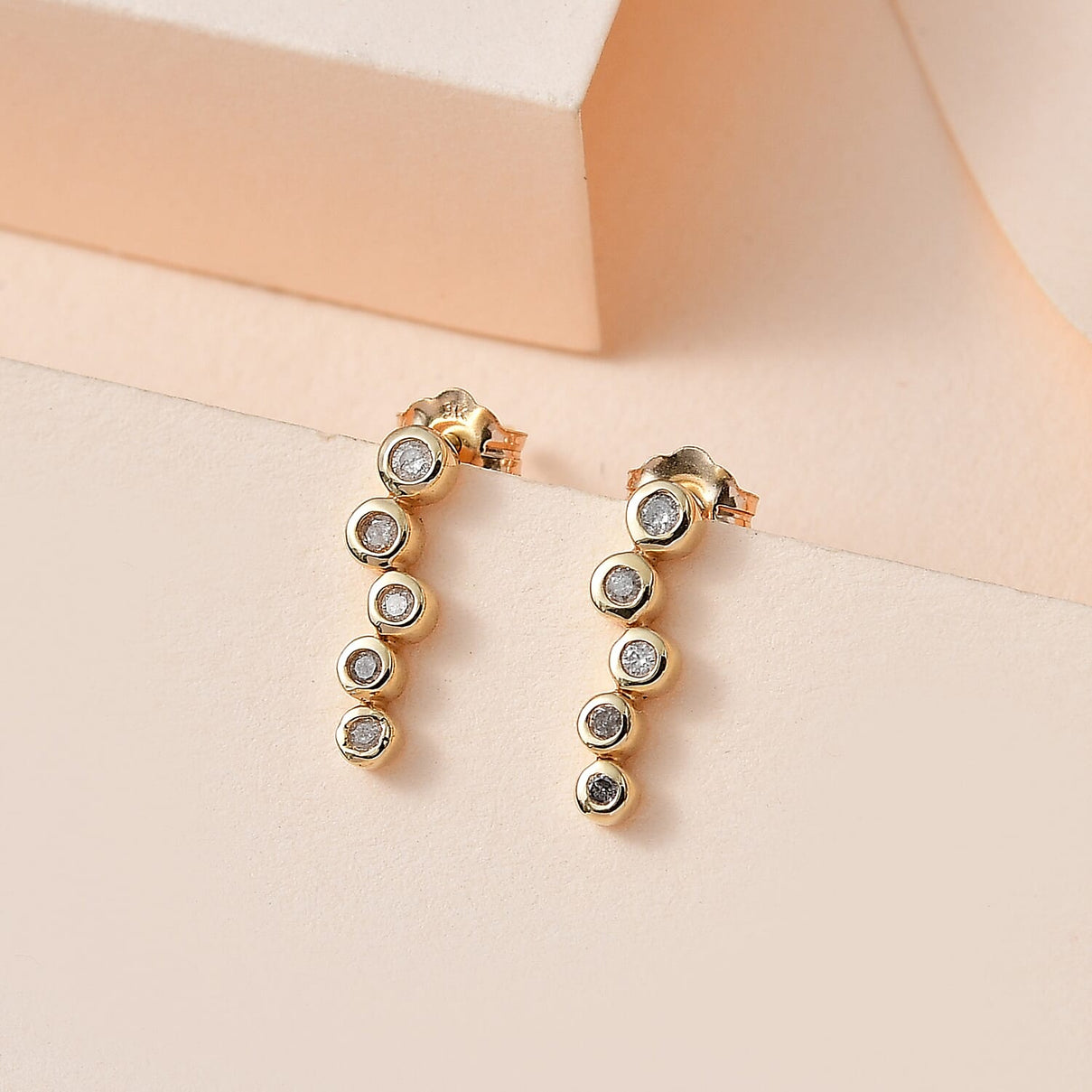 Designer Close Out -9K Yellow Gold Diamond Bubble Earrings 7653330 2