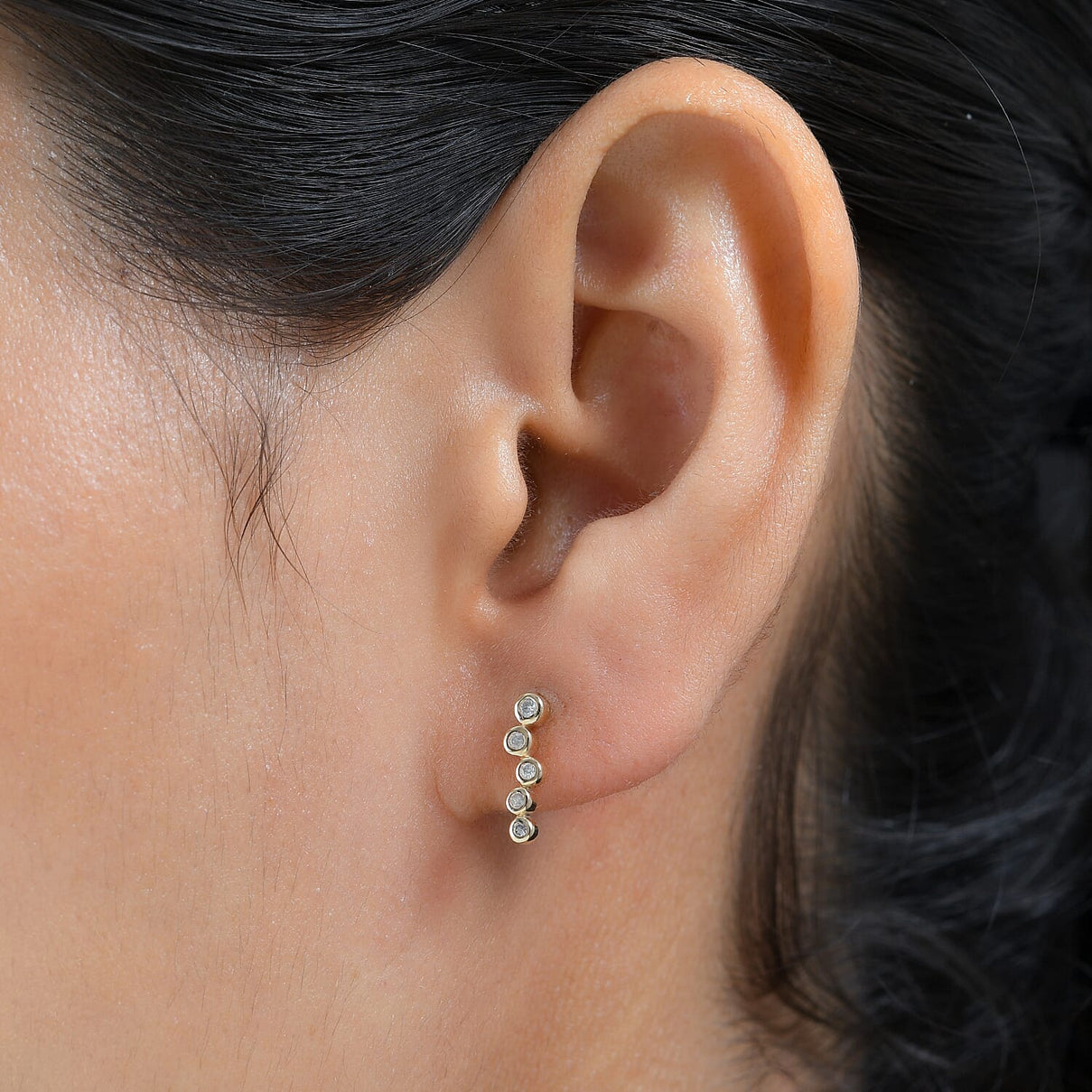 Designer Close Out -9K Yellow Gold Diamond Bubble Earrings 7653330 3