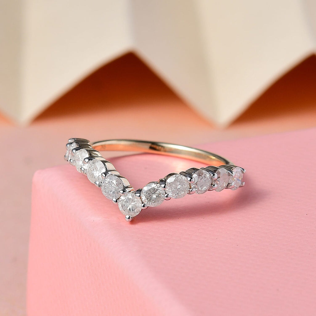 9K Yellow Gold Diamond (G-H) Wishbone Ring 1.00 Ct.