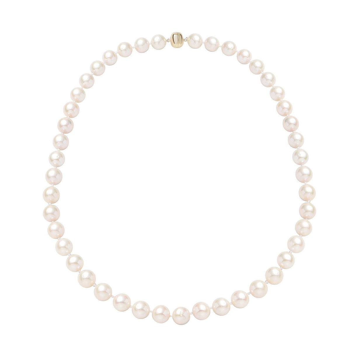 9K Yellow Gold White Edison Pearl (10mm) Necklace With Magnetic Lock (Size 20) 7934122 0