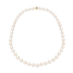 9K Yellow Gold White Edison Pearl (10mm) Necklace With Magnetic Lock (Size 20)