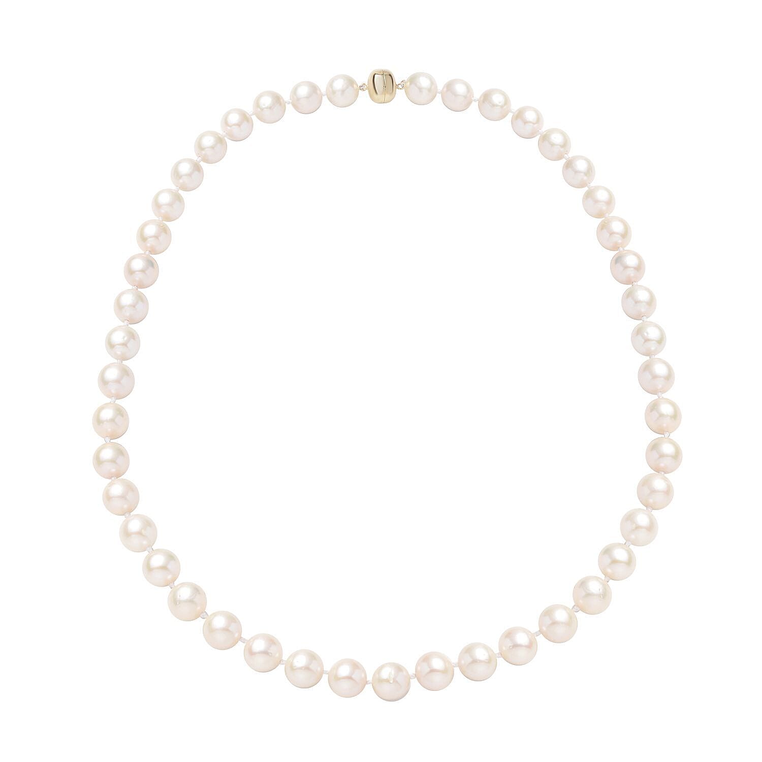 9K Yellow Gold White Edison Pearl (10mm) Necklace With Magnetic Lock (Size 20) 7934122 0